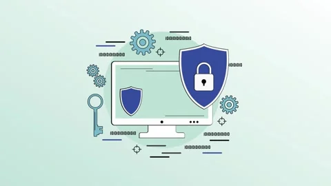 Cyber Security Shield and Computer Network Data Protection Animation 스톡 동영상 334364604