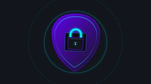 Cyber Security Shield and Padlock with Elastic Shackle Snap and Neon Scanni.. Stock Footage 347338719