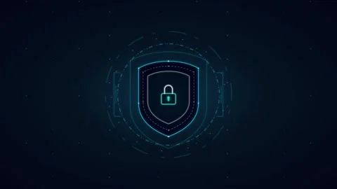 Cyber security shield animation: digital data protection and network privac.. Stock Footage 337558879