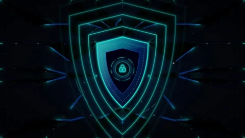 Cyber security shield animation with digital lock for data protection and n.. Stock Footage 337558909
