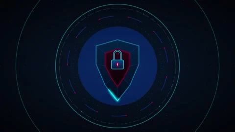 Cyber security shield animation with digital padlock for data protection co.. Stock Footage 337558956