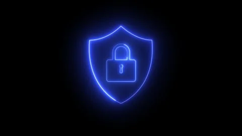 Cyber Security Shield Animation Glowing Padlock Symbol Stock-Footage 320149206
