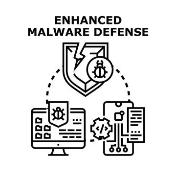 Cyber security shield defending digital devices from malware イラスト素材