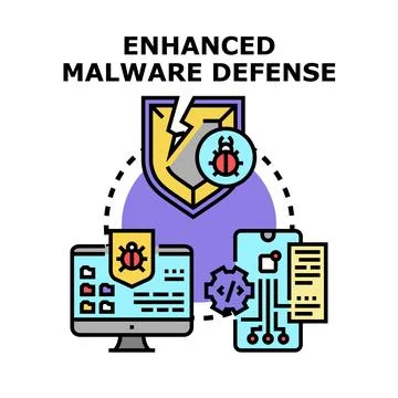Cyber security shield defending digital devices from malware 스톡 일러스트