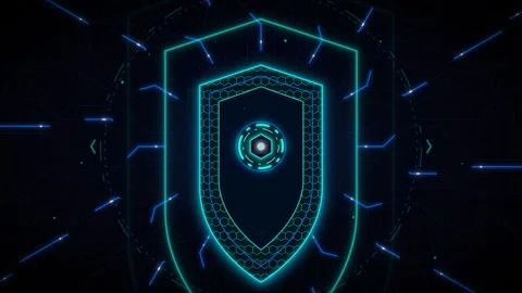 Cyber security shield with digital circuitry animation for data protection .. Stock Footage 337559093