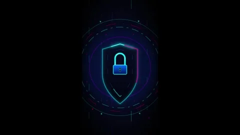 Cyber security shield with digital data protection interface and glowing ne.. Stock Footage 337559094