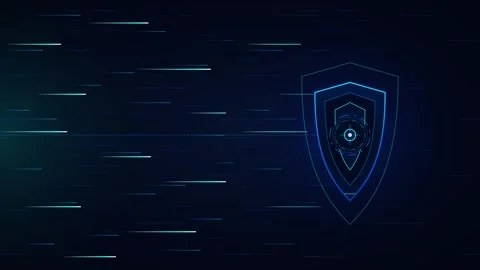 Cyber security shield with digital data stream background, for network prot.. Stock Footage 337559266