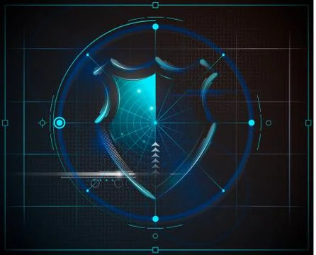 Cyber security shield with digital data background. Isolated background. Vector Stock Illustration