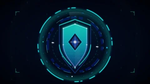 Cyber security shield with digital hud interface and glowing data protectio.. Stock Footage 337559269