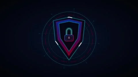 Cyber security shield with digital lock animation for data protection and n.. Stock Footage 337559291