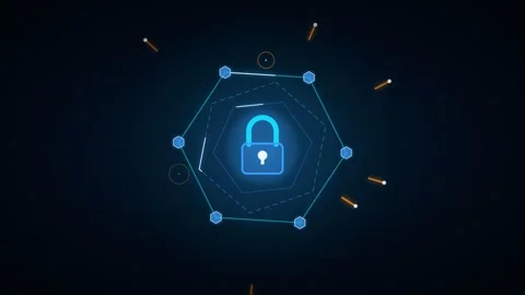 Cyber security shield hex dome protection concept glowing in blue light 動画素材 339317023