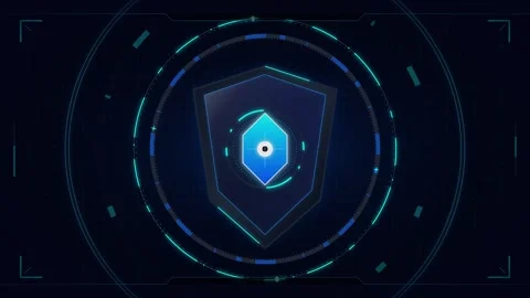 Cyber security shield hud interface: digital data protection and network de.. Stock Footage 337558987