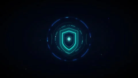 Cyber security shield hud interface: digital data protection and network de.. Stock Footage 337559006