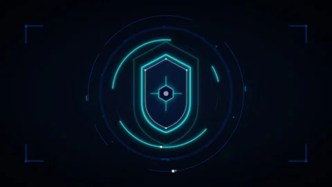 Cyber security shield hud interface: digital data protection and network de.. Stock Footage 337559007
