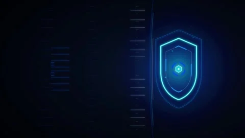Cyber security shield hud interface: digital data protection and network de.. Stock Footage 337559032