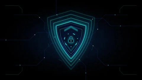 Cyber security shield hud interface: digital data protection and network de.. Stock Footage 337559082