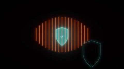 Cyber security shield icon animation with glowing neon data protection inte.. Stock Footage 344862065