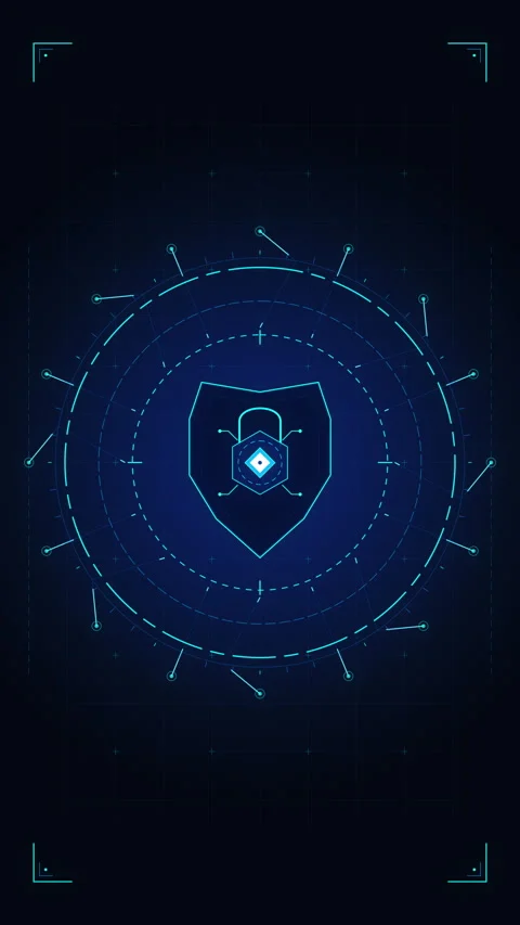 Cyber security shield icon, digital data protection, network encryption, se.. Stock Footage 348326692