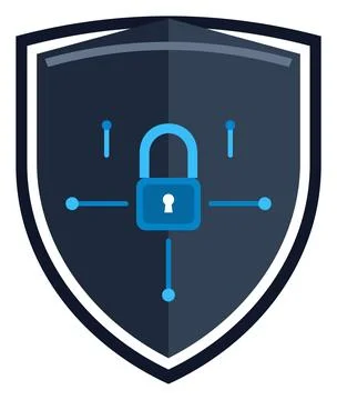 Cyber Security Shield Icon, Digital Network Protection Vector Illustration 스톡 일러스트