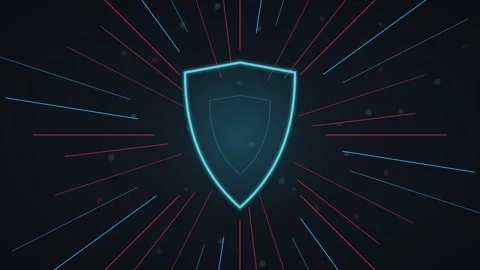 Cyber security shield icon with glowing digital network lines and particle .. Stock Footage 344860256