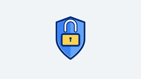 Cyber Security Shield Icon with Padlock Vídeo Stock 342585176