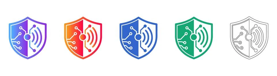 Cyber Security Shield Icons Set Illustrazione stock