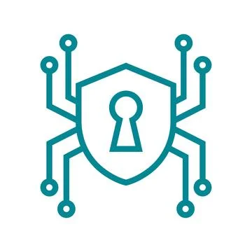 Cyber Security Shield Logo Design Illustration Stock Illustration