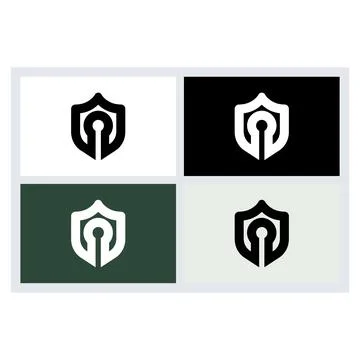 Cyber Security Shield Logo Icon Design Set Ilustração Stock