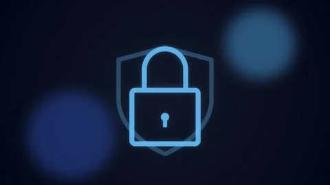 Cyber Security Shield Morphing into Padlock and Digital Key Animation Видео 345982271