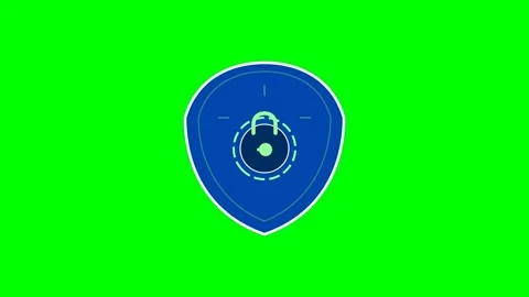 Cyber Security Shield Motion Graphic with Pulsing Lock Cylinder and Neon Mi.. Stock Footage 346611518