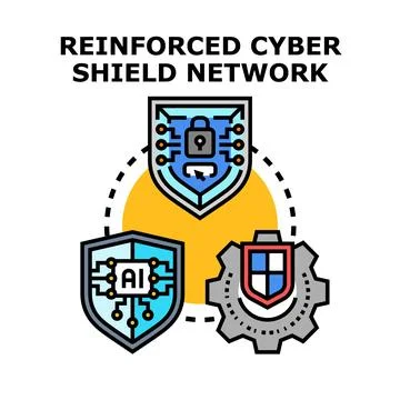 Cyber security shield network providing digital protection Stock Illustration