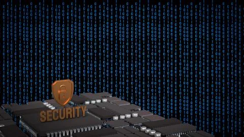 Cyber Security Shield Over Digital Circuit Network 3d render. Stockillustratie