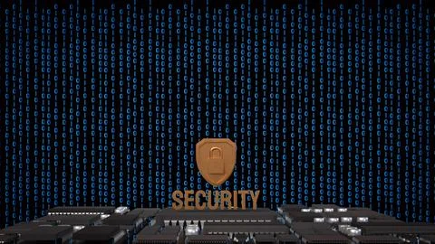 Cyber Security Shield Over Digital Circuit Network 3d render. Stockillustratie
