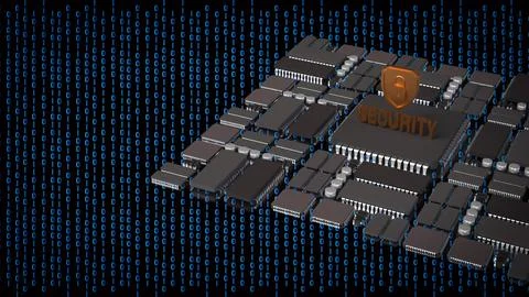 Cyber Security Shield Over Digital Circuit Network 3d render. Stockillustratie