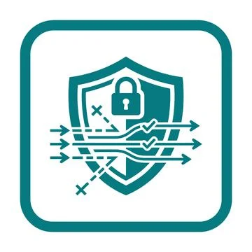 Cyber security shield with padlock protecting against threats, indicating s.. Ilustração Stock