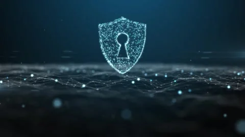 Cyber security shield protecting digital network grid data flow Stock-Footage 288912843