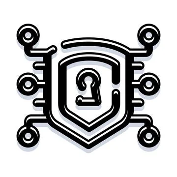 Cyber security shield protecting digital data network イラスト素材