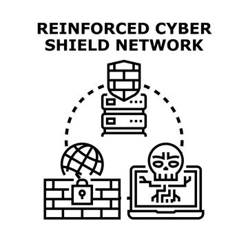 Cyber security shield protecting global network infrastructure Stock Illustration