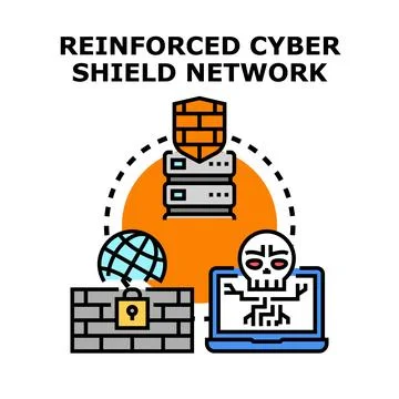 Cyber security shield protecting global network infrastructure Stock Illustration