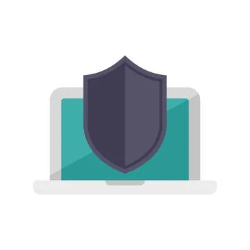 Cyber security shield protecting laptop computer data Stock Illustration