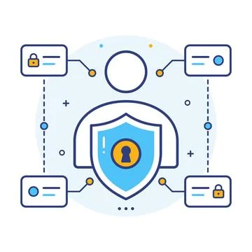 Cyber Security Shield Protecting User Identity And Information 스톡 일러스트