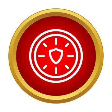 Cyber security shield protection icon inside red circle Stock Illustration
