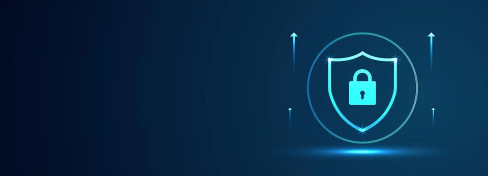 Cyber Security Shield Protection with Secure Network Illustrazione stock