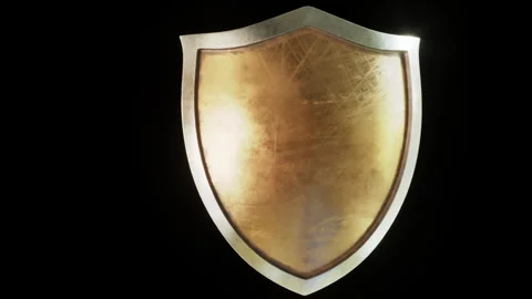 Cyber Security Shield Spinning on Black Background Stock Footage 341877119