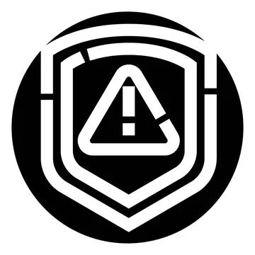 Cyber security shield warning alert icon concept Stock Illustration
