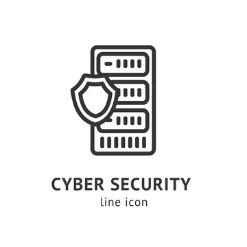 Cyber Security Sign Thin Line Icon Emblem Concept. Vector Illustrazione stock