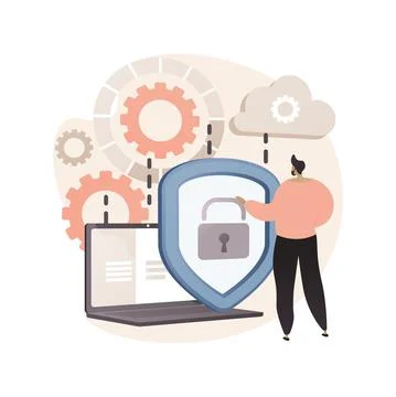 Cyber security software abstract concept vector illustration. Stock Illustration