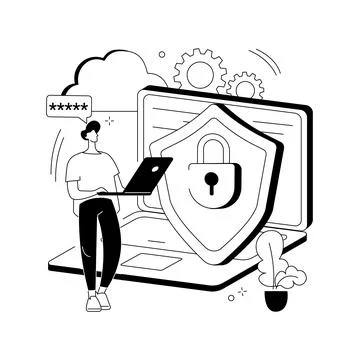 Cyber security software abstract concept vector illustration. Stock Illustration