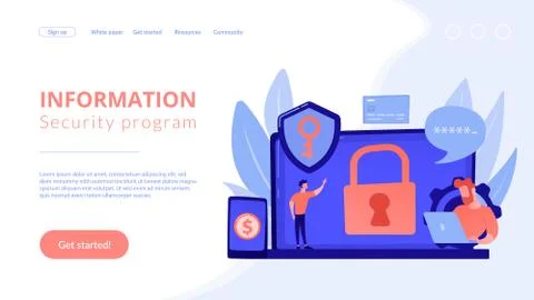 Cyber security software concept landing page. Stock Illustration