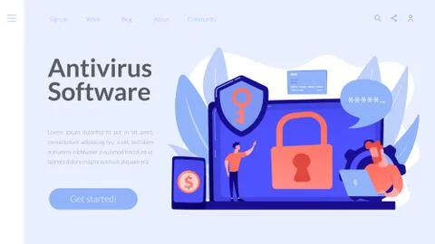 Cyber security software concept landing page. Stock Illustration